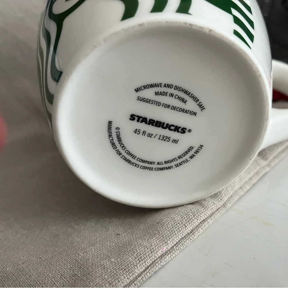 45 oz Starbucks White & Green Ceramic Mug with Iconic Siren Logo